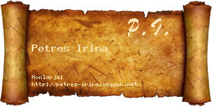 Petres Irina névjegykártya