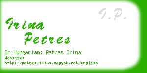 irina petres business card